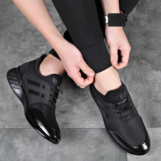 Chaussure de luxe noir en cuir véritable