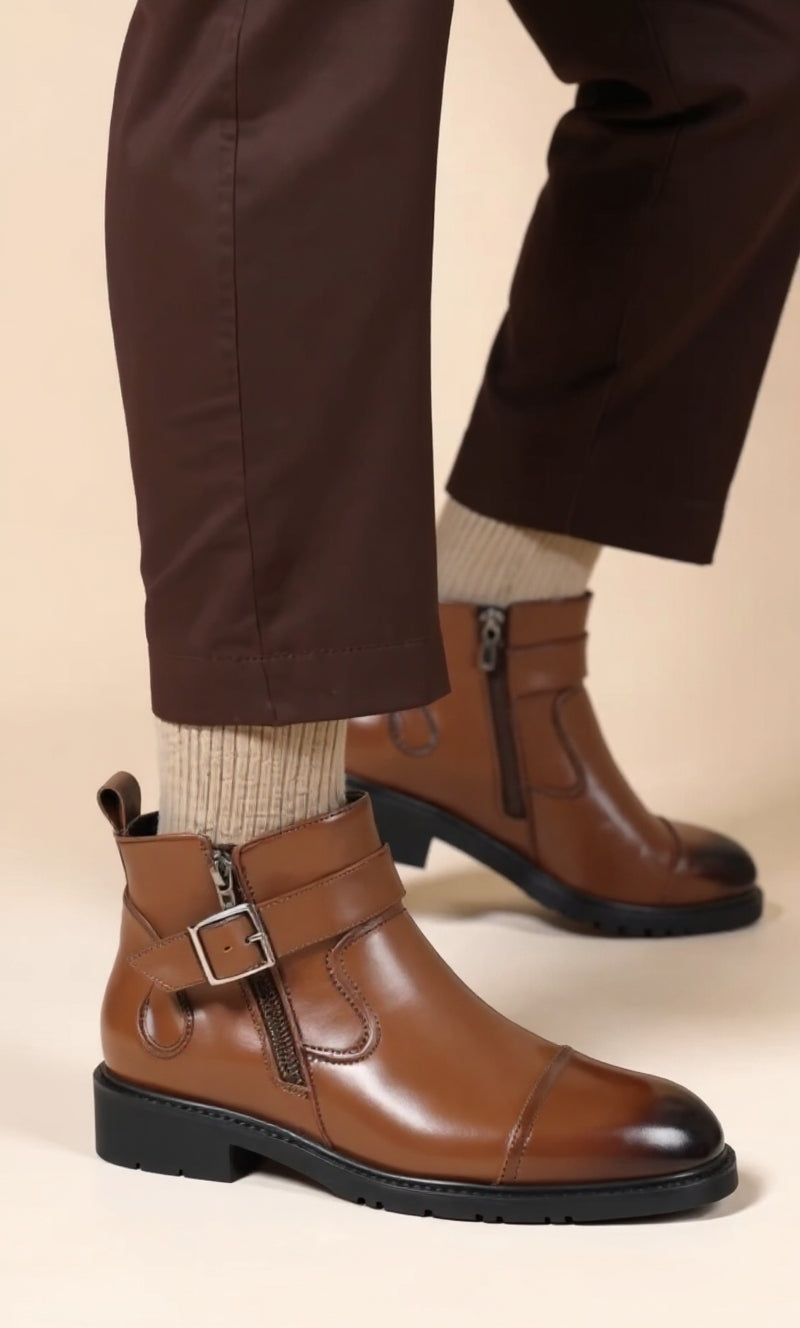 Bottes Chelsea en cuir de vachette véritable