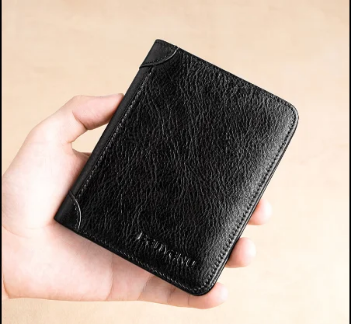 Portefeuille slim en cuir de vache véritable
