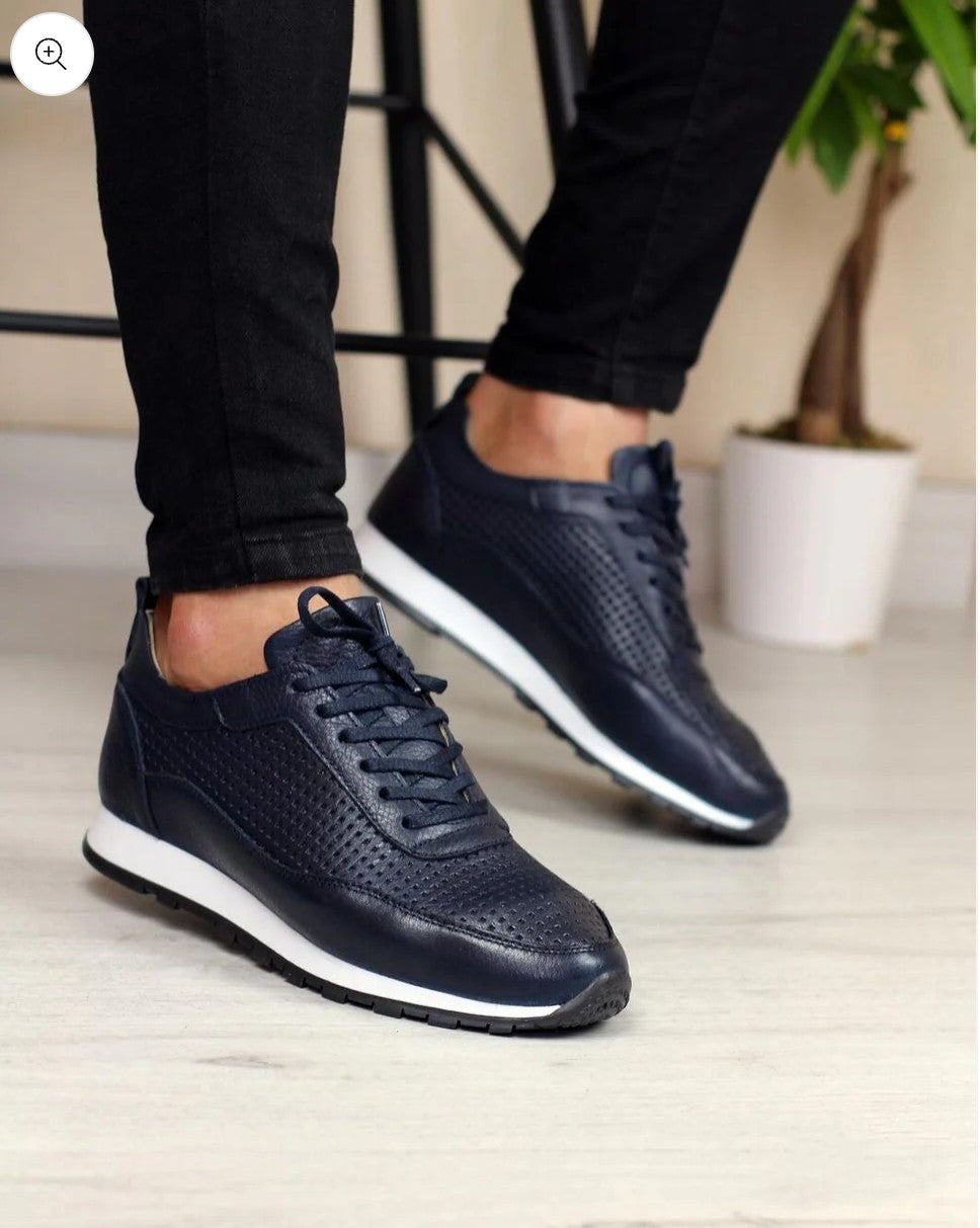 Chaussures de sport décontractées en cuir véritable pour hommes