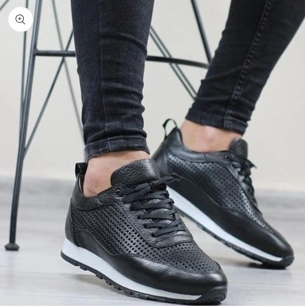 Chaussures de sport décontractées en cuir véritable pour hommes