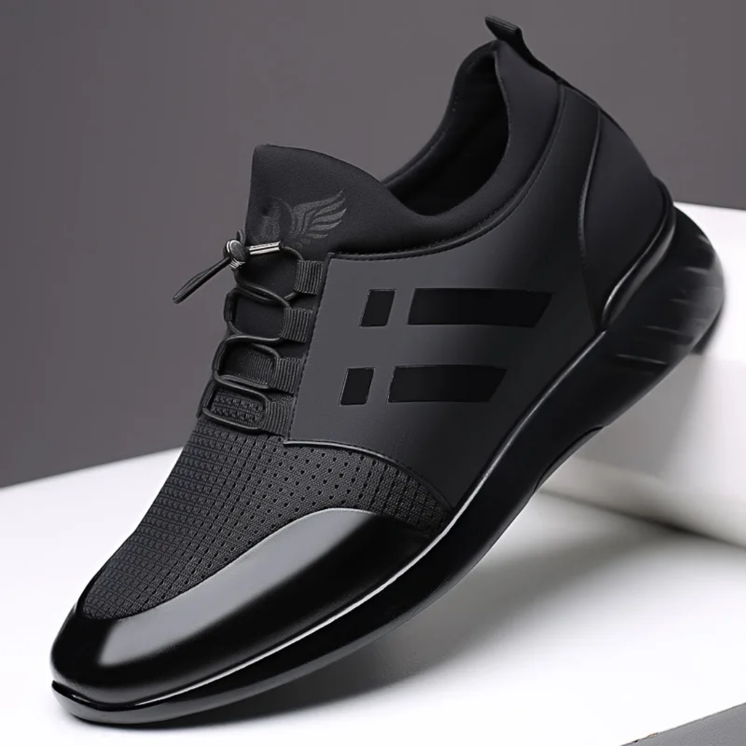 Chaussure de luxe noir en cuir véritable