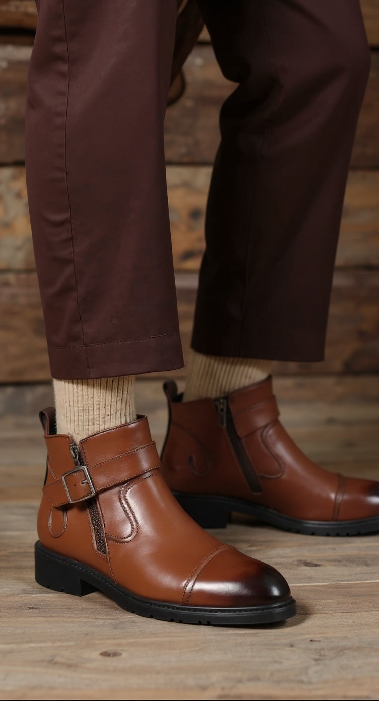 Bottes Chelsea en cuir de vachette véritable