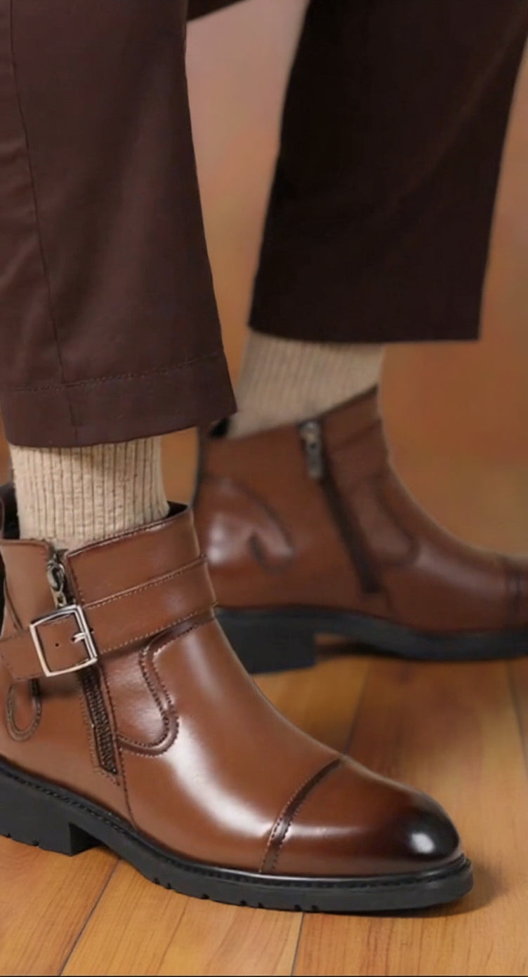 Bottes Chelsea en cuir de vachette véritable