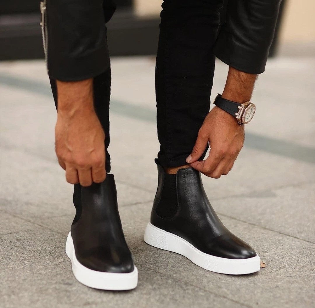 Bottes Chelsea en cuir véritable