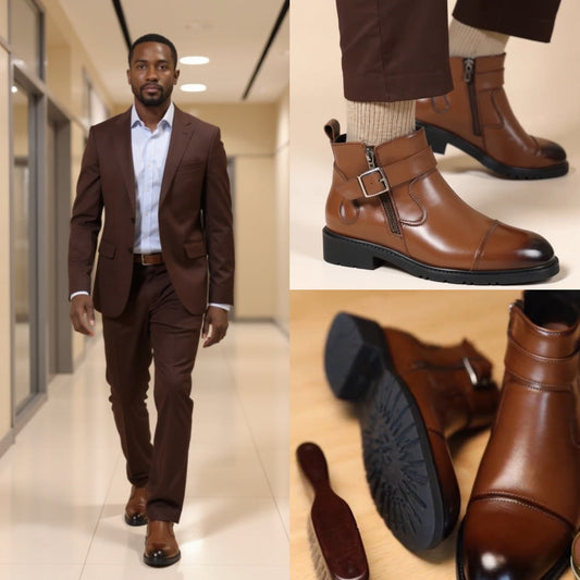 Bottes Chelsea en cuir de vachette véritable