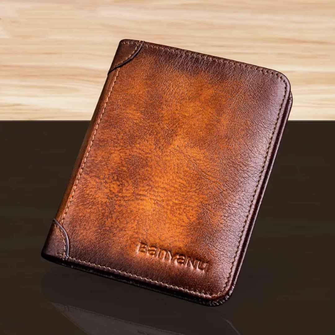 Portefeuille slim en cuir de vache véritable