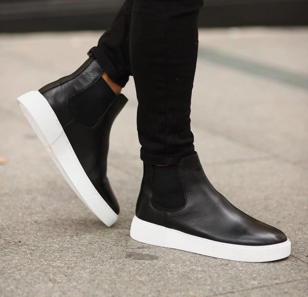 Bottes Chelsea en cuir véritable